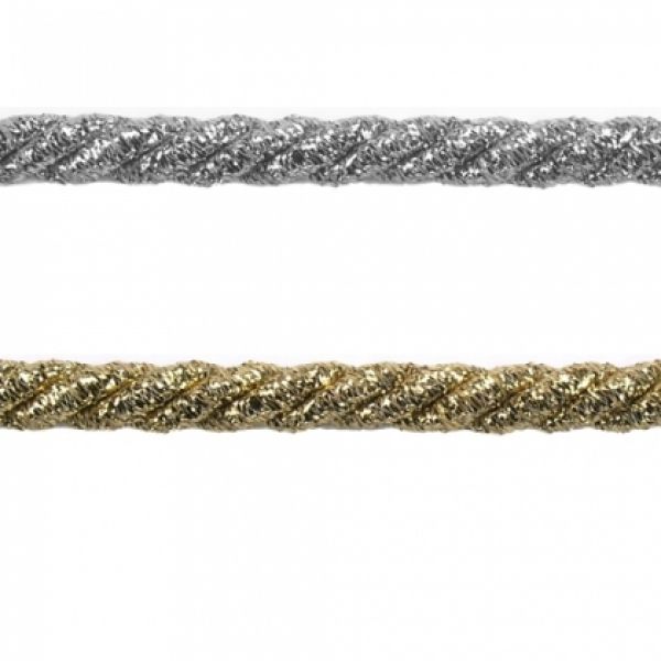 Kordel 5mm gold- oder silberfarben 20m Rolle